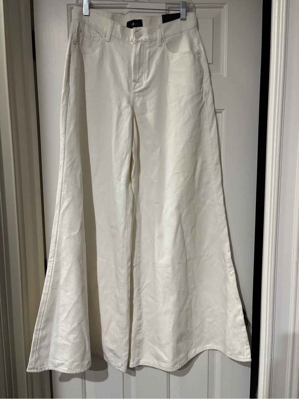 7 For All Mankind Willow Wide Leg Linen Jeans White - Size 28